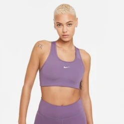 Nike Women’s Swoosh Medium-Support Padded Bra (574 - Amethyst Smoke/White)