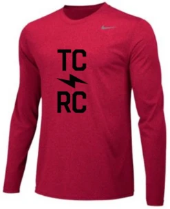 Nike Men’s TCRC Block Bolt Legend Long Sleeve Tee (657 - University Red/Cool Grey)