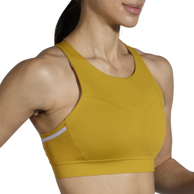 BROOKS Women's Drive 3 Pocket Run Bra (362 - Golden Hour/Violet Dash) 4 BROOKS Women's Drive 3 Pocket Run Bra (362 - Golden Hour/Violet Dash) - Image 4