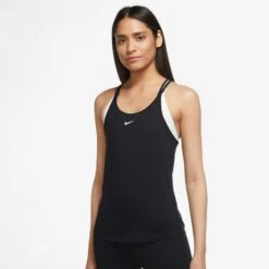 Nike Women’s DRI-FIT One Luxe Slim Fit Strappy Tank (010 - Black/Reflective Silver)