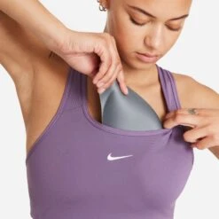 Nike Women’s Swoosh Medium-Support Padded Bra (574 - Amethyst Smoke/White) -Cheap Brooks Store C7468880 FBAB 4E1D B480 F9AB88F774A0