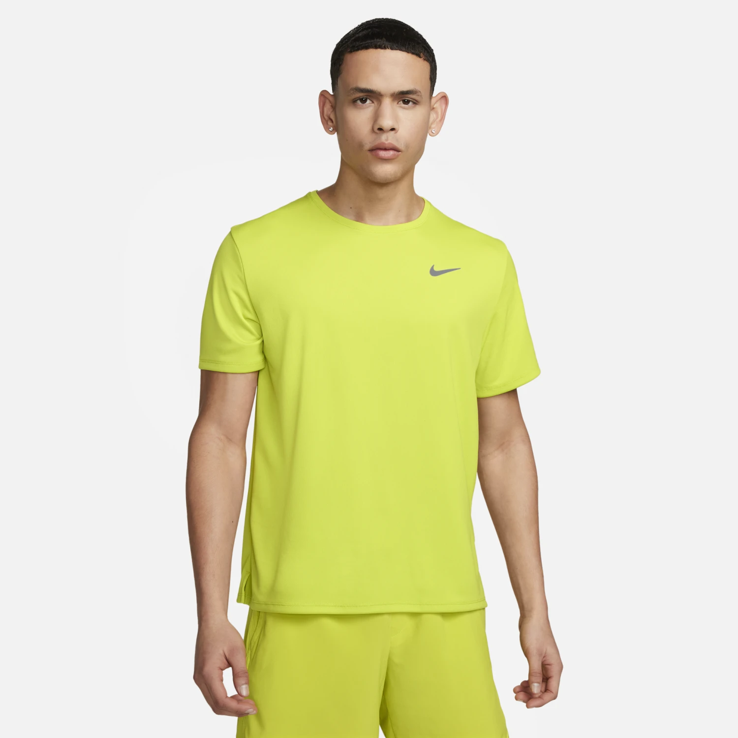 Nike Men's DRI-FIT UV Miler Short Sleeve Running Top (308 - Bright Cactus/Reflective Silver) 1 Nike Men's DRI-FIT UV Miler Short Sleeve Running Top (308 - Bright Cactus/Reflective Silver)