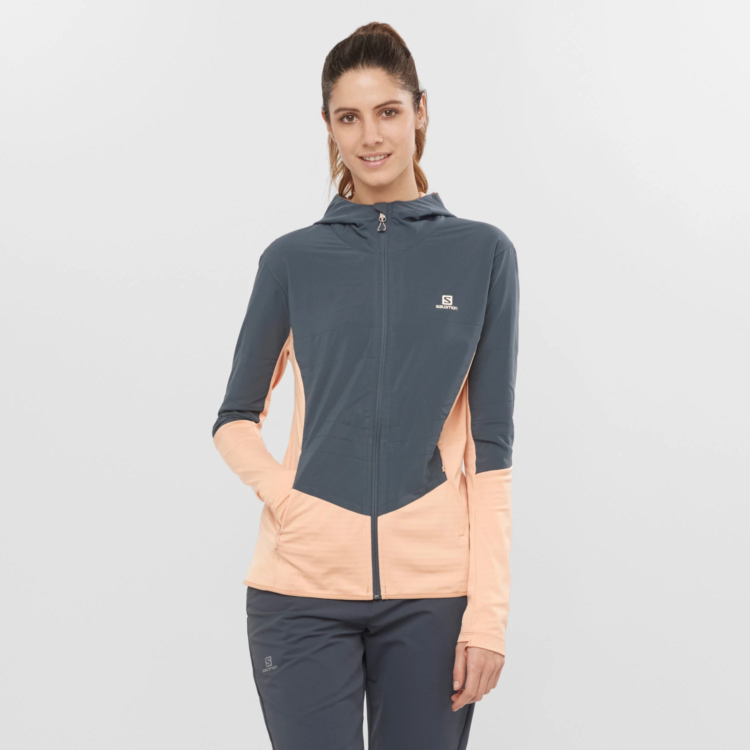 Salomon Women's Outline All Season Hybrid Midlayer (Sirocco/Ebony) 2 Salomon Women's Outline All Season Hybrid Midlayer (Sirocco/Ebony) - Image 2