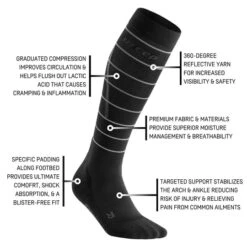 CEP Men's Reflective Compression Tall Socks (Black) -Cheap Brooks Store reflective tall sock black 5 540x 224a6613 10d4 4dd9 9ef8 7ef4437a65d8